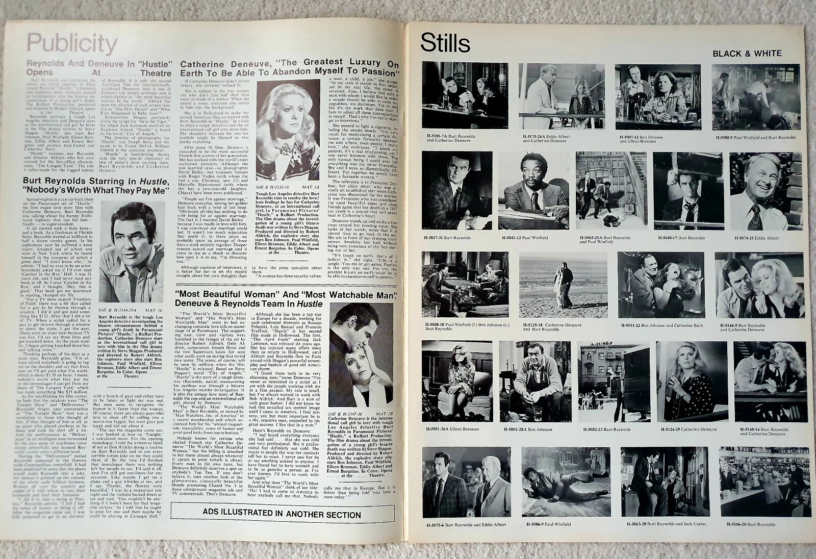 HUSTLE - 1975 US PRESSBOOK & AD SUPPLEMENT - BURT REYNOLDS, DENEUVE * UNFOLDED *, изображение 4