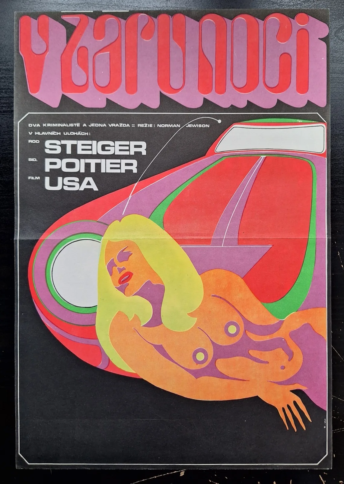 IN THE HEAT OF THE NIGHT, POITIER, A3 CZECH MOVIE POSTER & FLYER, ZDENEK KAPLAN, изображение 2
