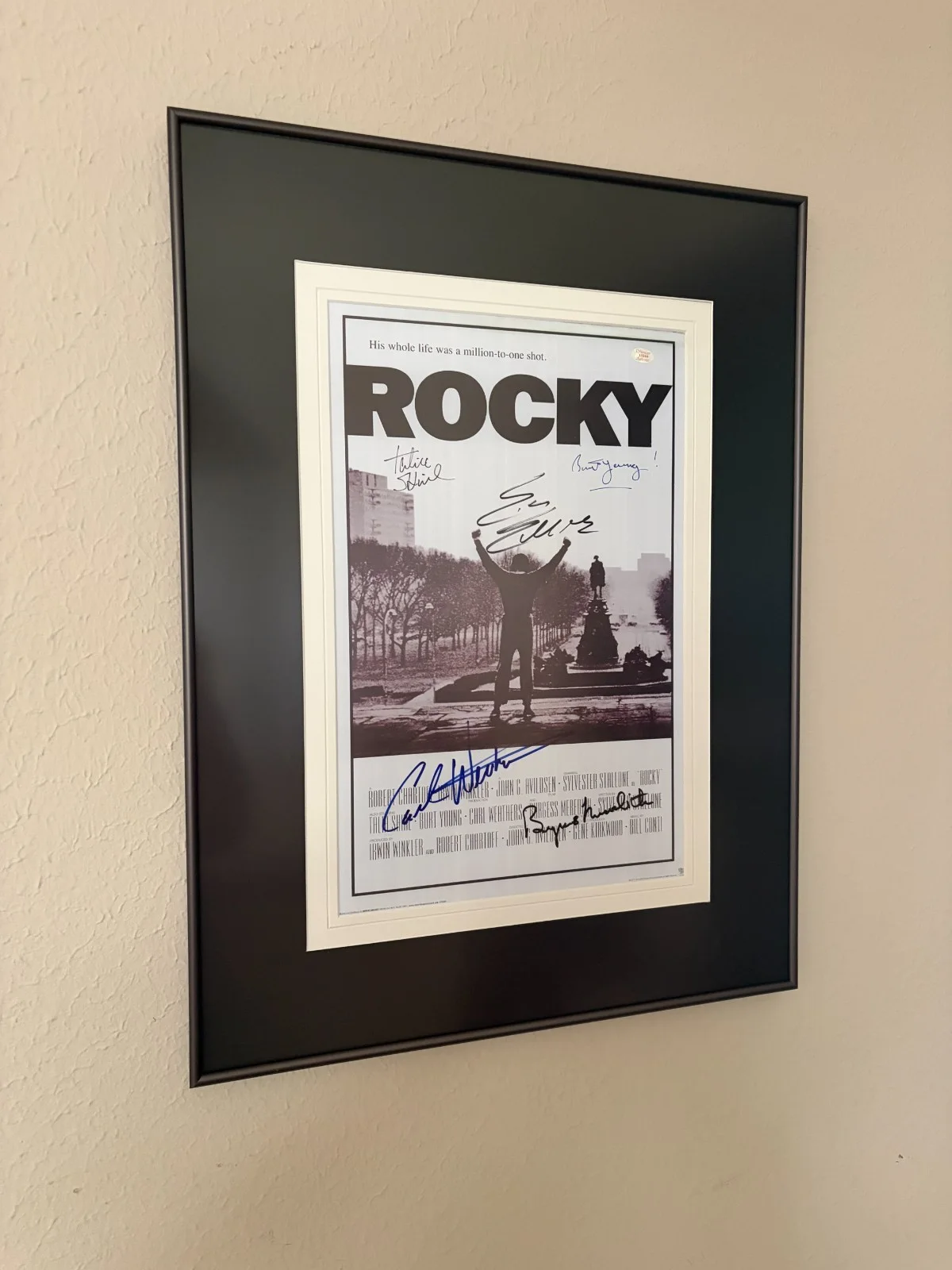 Rocky Cast Signed Framed Poster Stallone Burt Young Talia Shire COA Movie Auto, image 2
