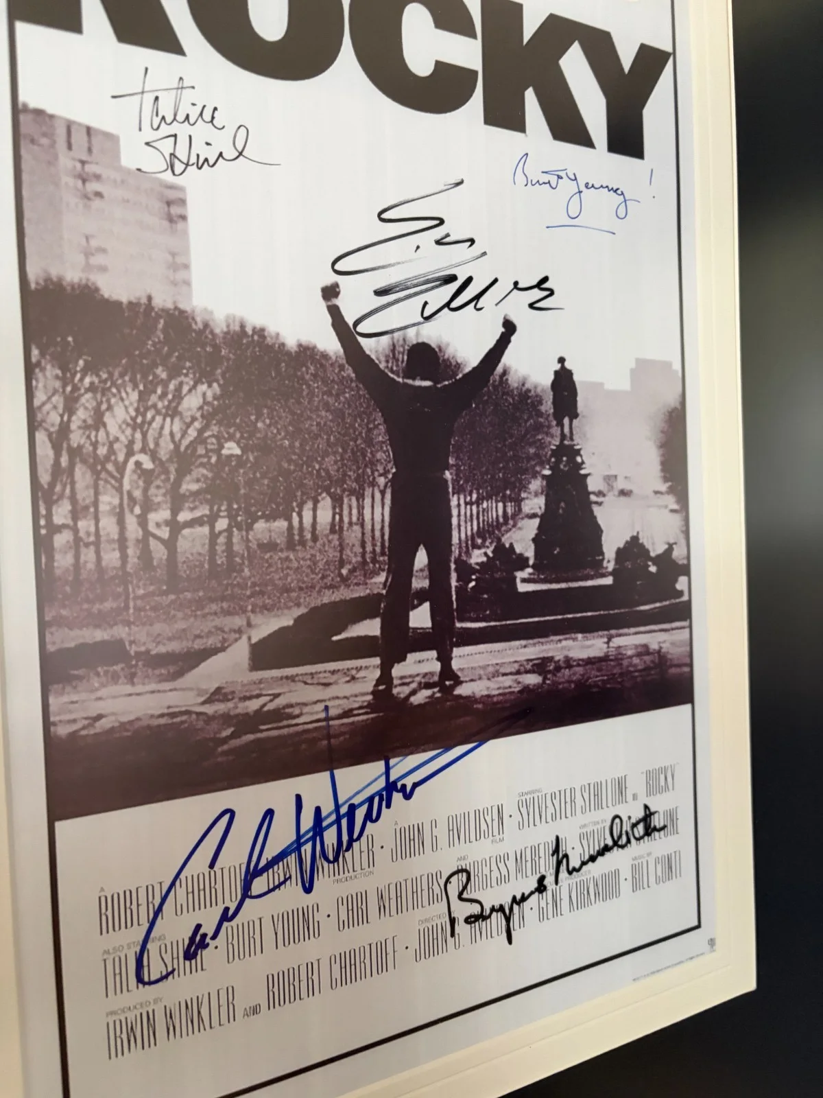 Rocky Cast Signed Framed Poster Stallone Burt Young Talia Shire COA Movie Auto, image 3