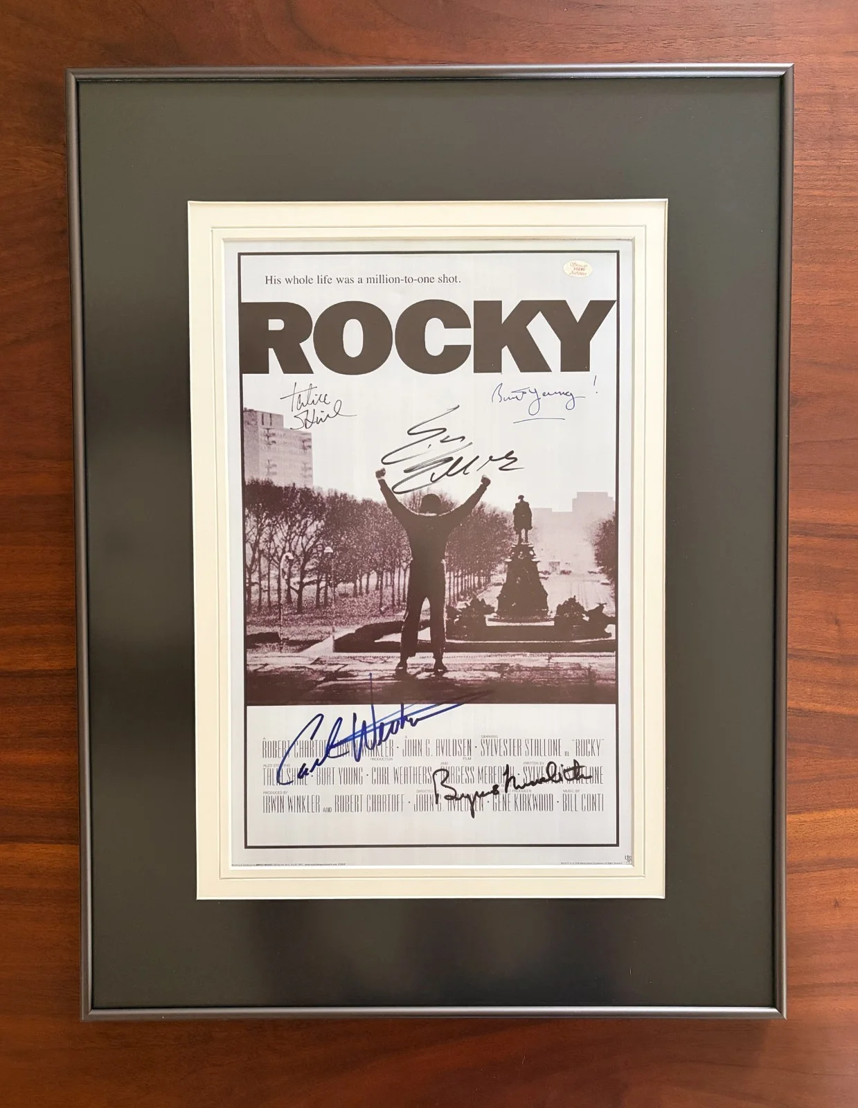 Rocky Cast Signed Framed Poster Stallone Burt Young Talia Shire COA Movie Auto, image 4