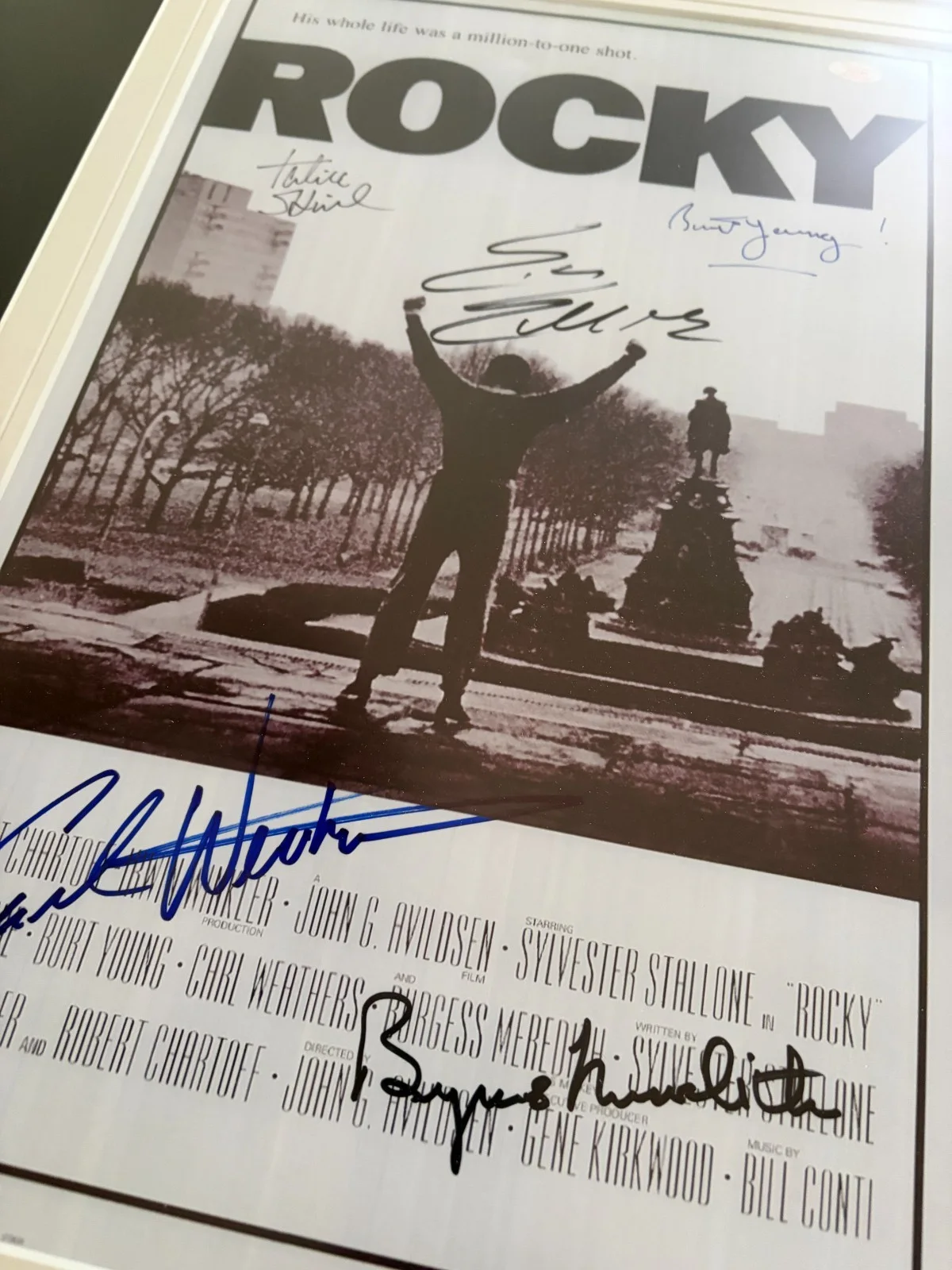 Rocky Cast Signed Framed Poster Stallone Burt Young Talia Shire COA Movie Auto, image 5