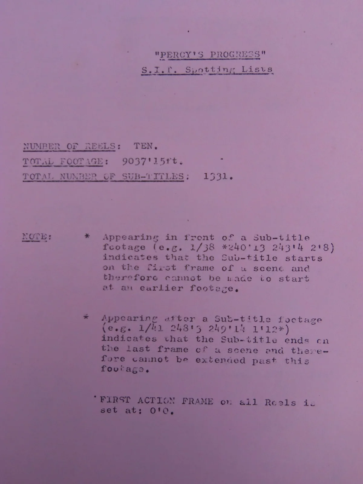 Vintage "PERCY'S PROGRESS" Spotting Lists Original Movie Script 1974, image 3