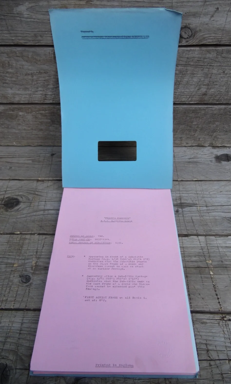 Vintage "PERCY'S PROGRESS" Spotting Lists Original Movie Script 1974, image 5