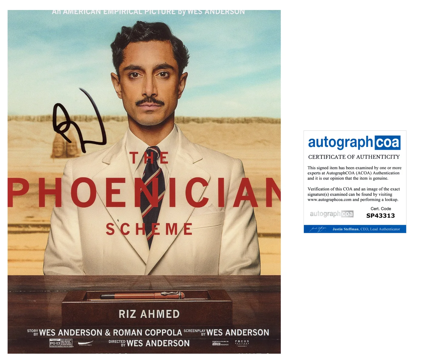 Riz Ahmed — Riz Ahmed Signed Autographed THE PHOENICIAN SCHEME 8x10 Photo PROOF ACOA C