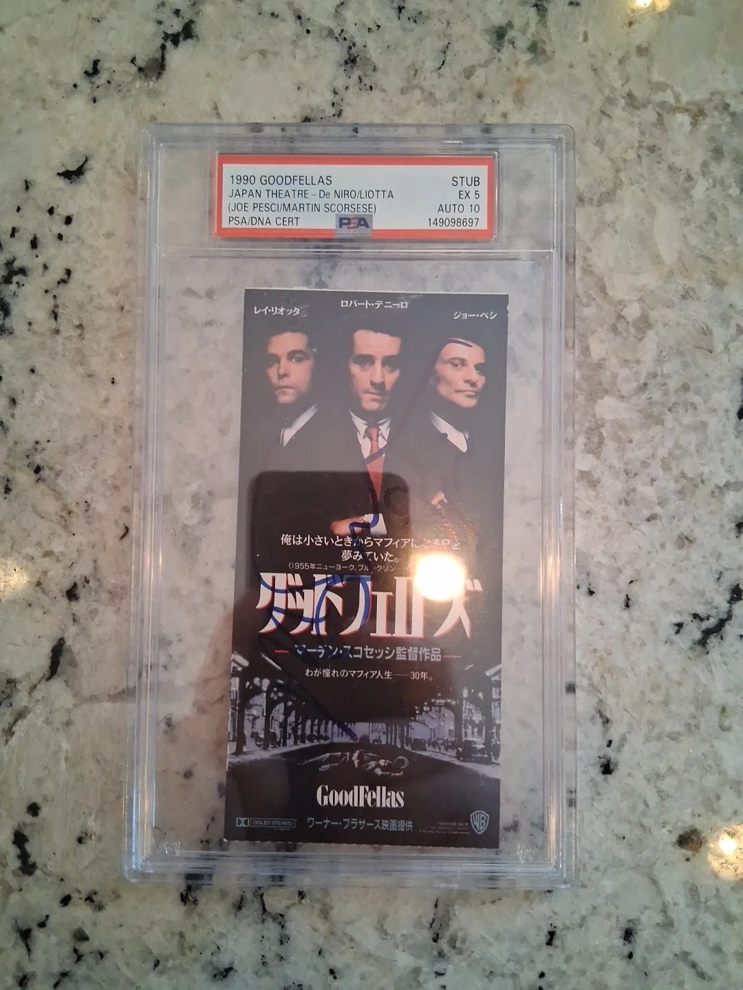 Joe Pesci with exact proof 1 of 1 — Joe Pesci And Martin Scorsese Signed Japanese Goodfellas Ticket 1/1