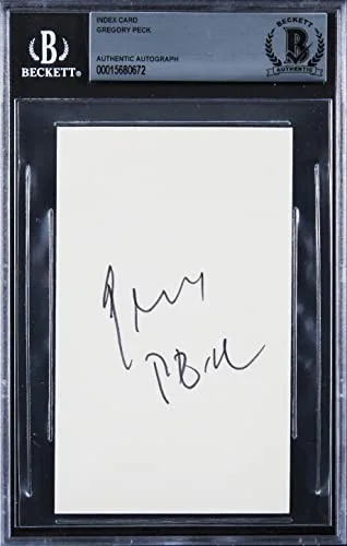 Gregory Peck — Gregory Peck To Kill a Mockingbird Authentic Signed 3x5 Index Card BAS Slabbed, image 3