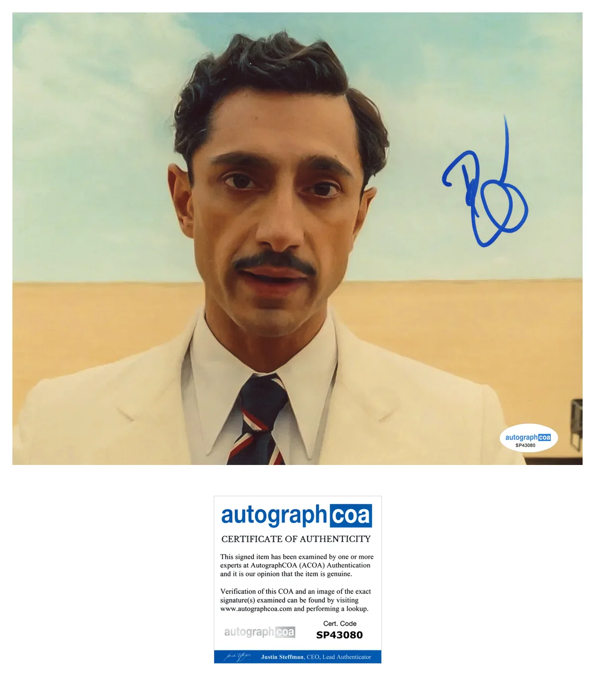 Riz Ahmed — Riz Ahmed Signed Autographed THE PHOENICIAN SCHEME 8x10 Photo PROOF ACOA B