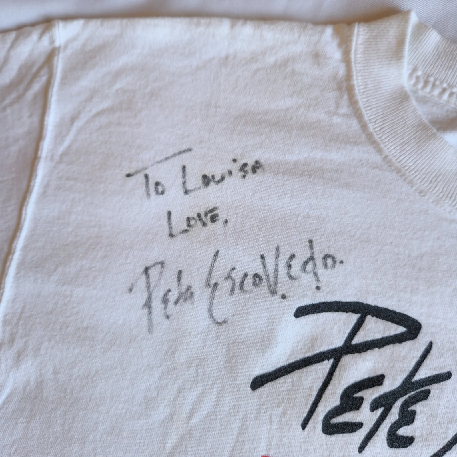Pete Escovedo — Pete Escovedo Orchestra Jazz Musician Signed Autographed White L Graphic T-Shirt, изображение 3