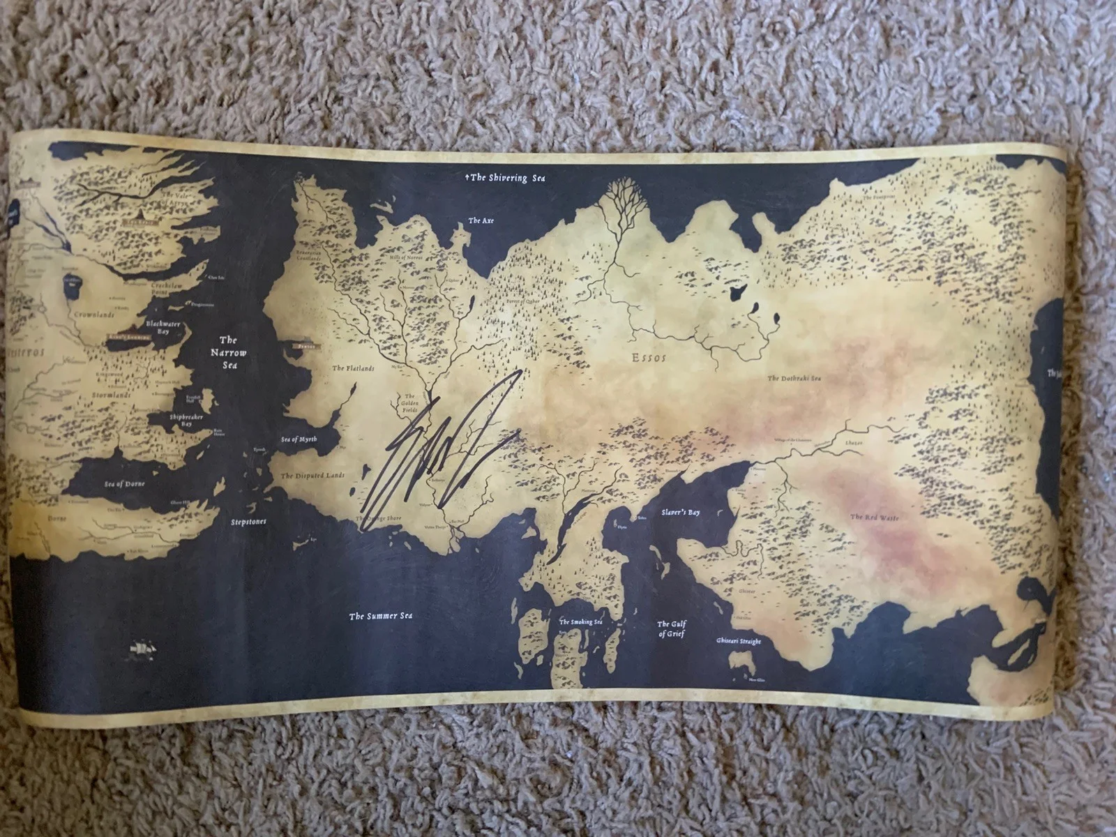 George R.R. Martin SIGNED Game of Thrones Map Autographed Poster Rolled ASOIAF, изображение 2