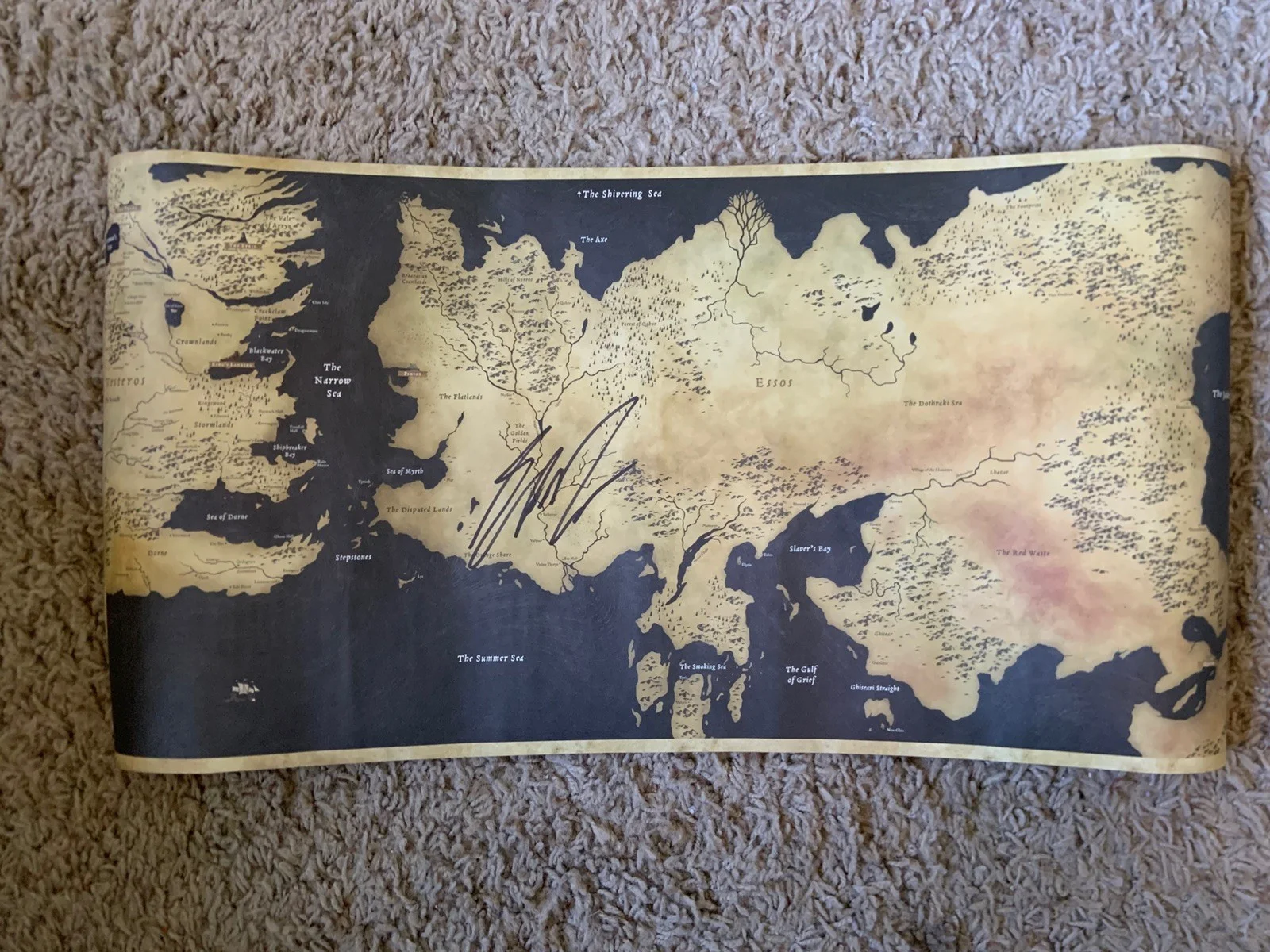 George R.R. Martin SIGNED Game of Thrones Map Autographed Poster Rolled ASOIAF, изображение 4