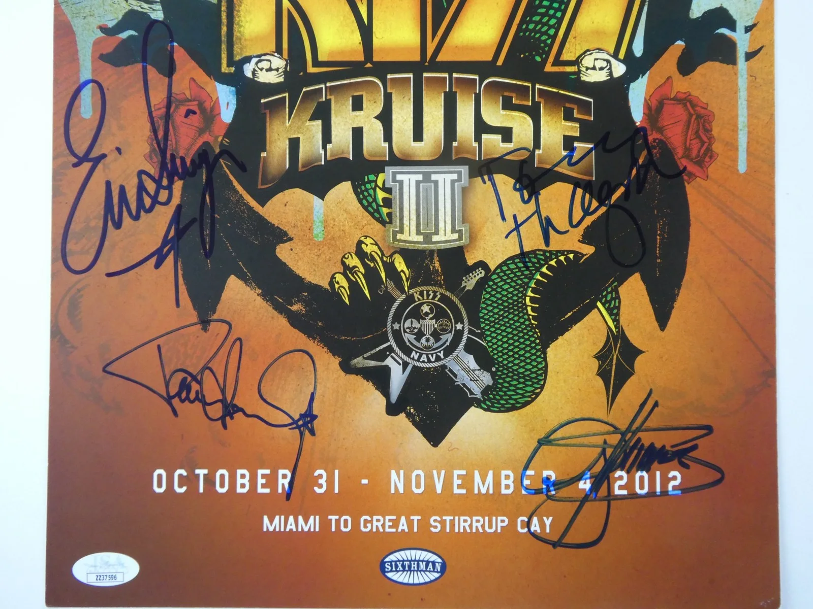 KISS Kruise II Signed 11x17 Poster Gene Simmons Paul Stanley +2 JSA COA LOA, изображение 3