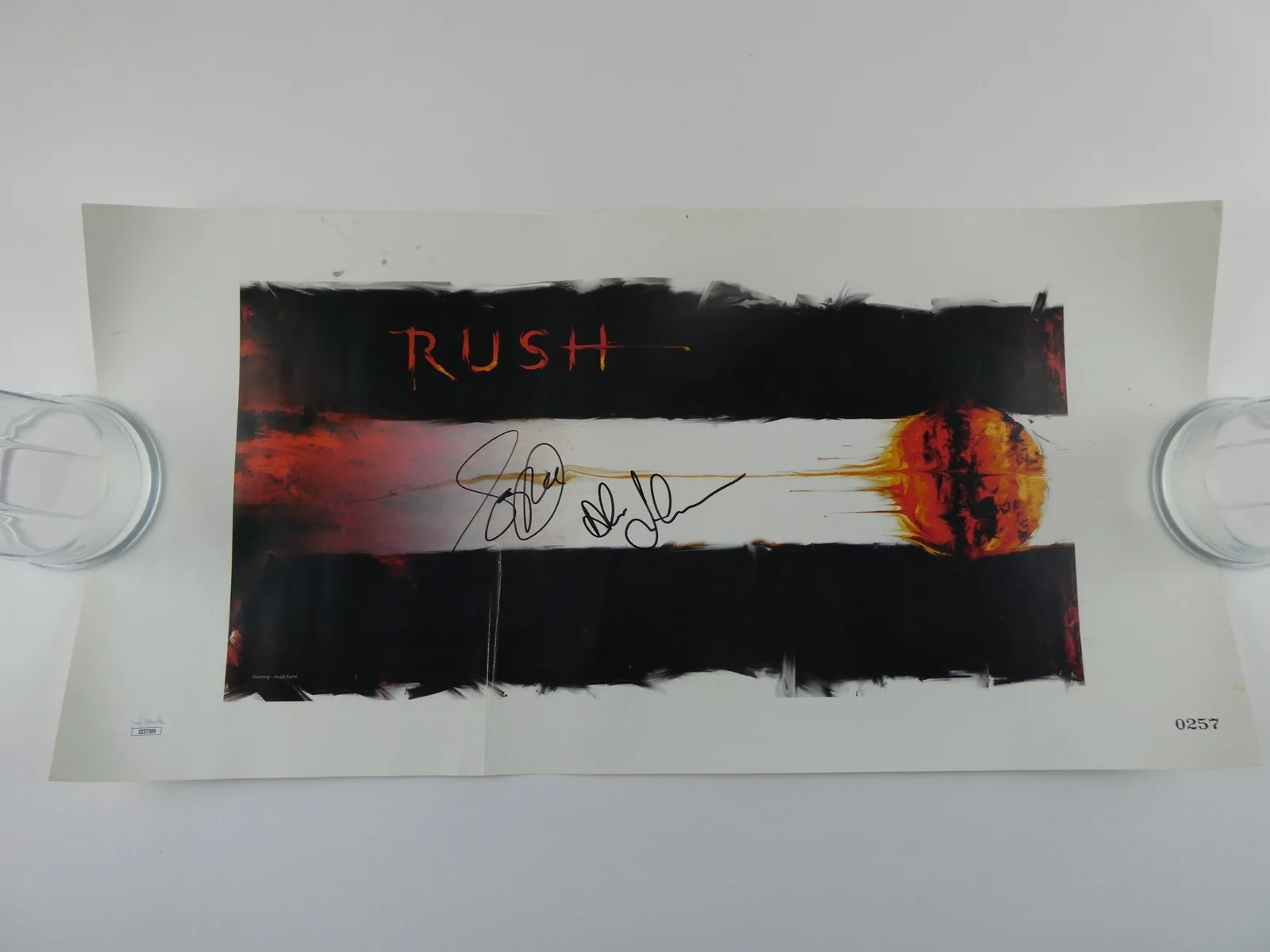 Geddy Lee Alex Lifeson Rush Signed 12x24 Poster Autographed Bent, JSA COA LOA, image 2