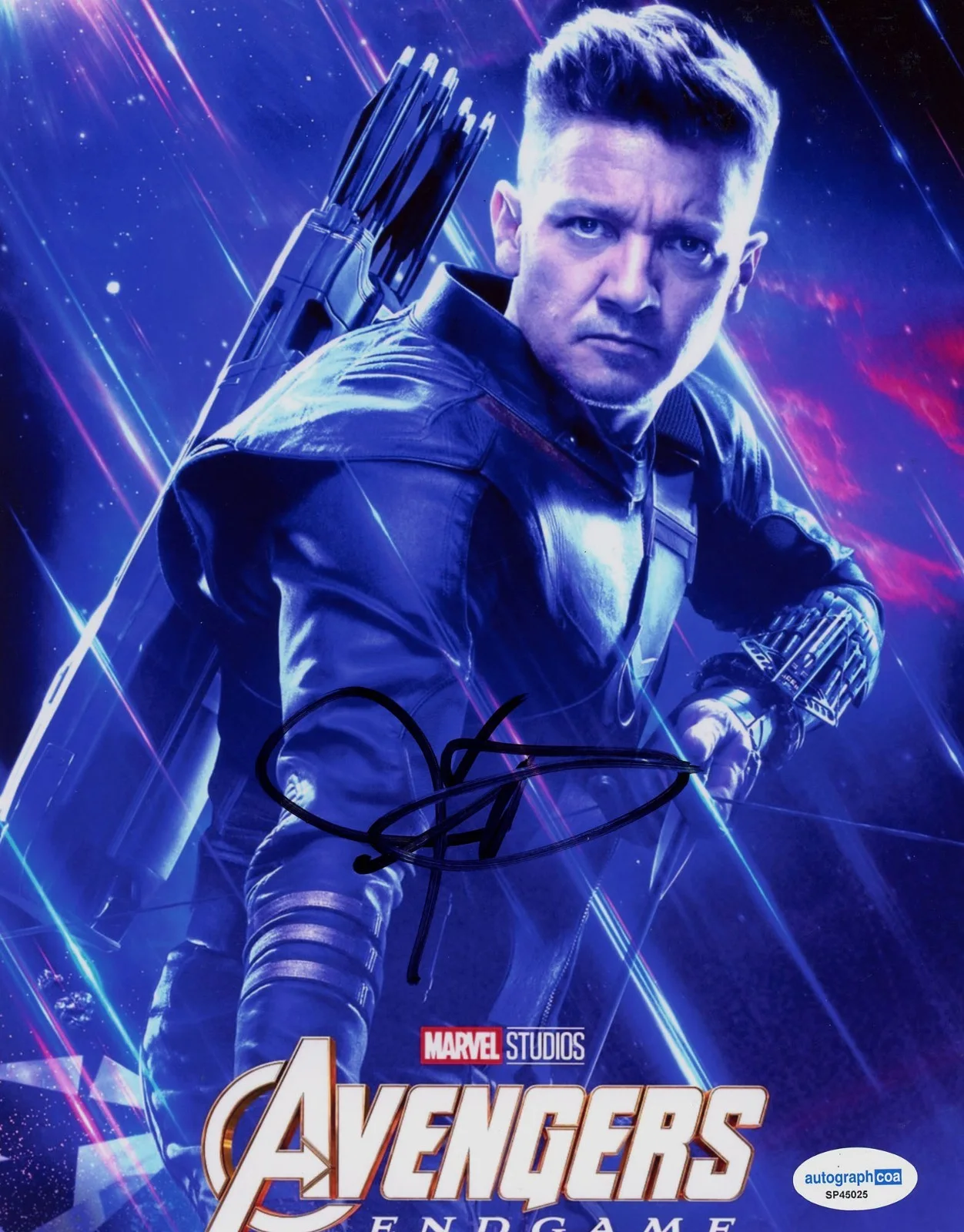 Jeremy Renner — Jeremy Renner signed "AVENGERS: ENDGAME" 8x10 Photo AUTOGRAPHED Hawkeye ACOA COA, image 3