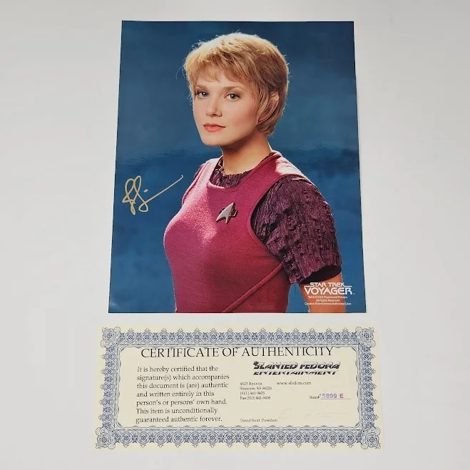 Jennifer Lien — Star Trek: Voyager Kes Autograph Signed by Jennifer Lien w/ COA Slanted Fedora