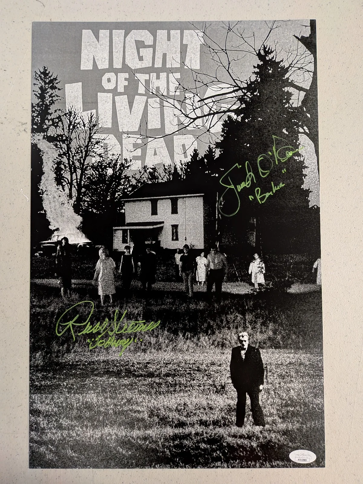Night of the Living Dead 2X Cast — JUDITH O'DEA RUSS STREINER 2x Signed 11x17 Poster NOLD Autograph JSA COA