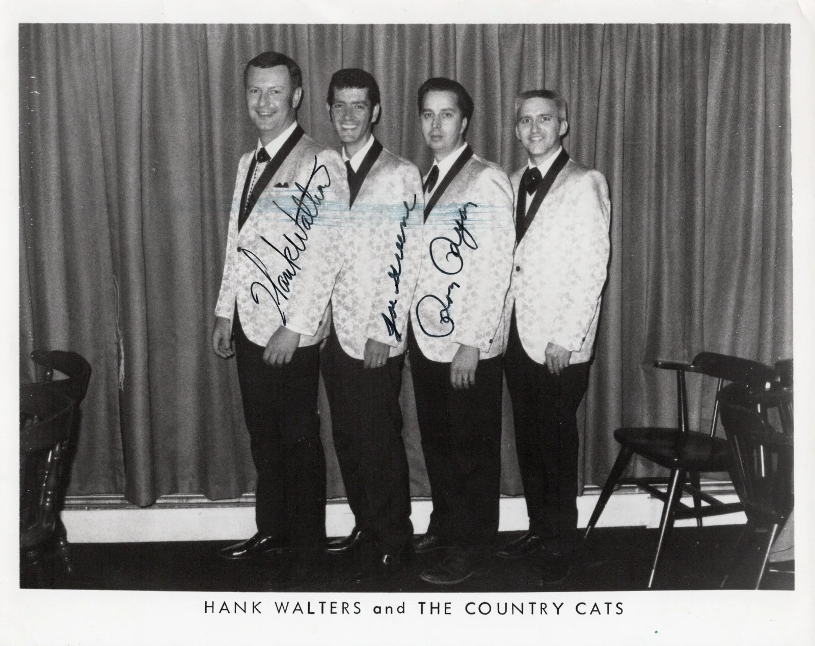 Photo Hank Walters The Country Cats Autographed Promo 1960s Country Band, изображение 2
