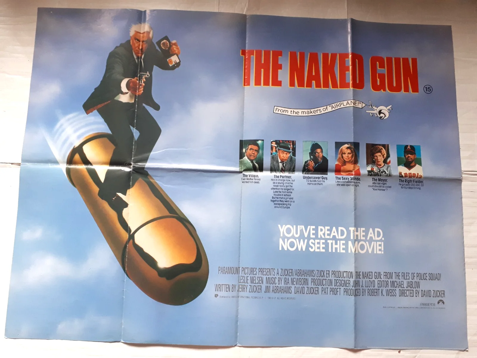 the naked gun 1988 uk cinema Poster Quad 30x40" 1980s leslie nielsen, изображение 3
