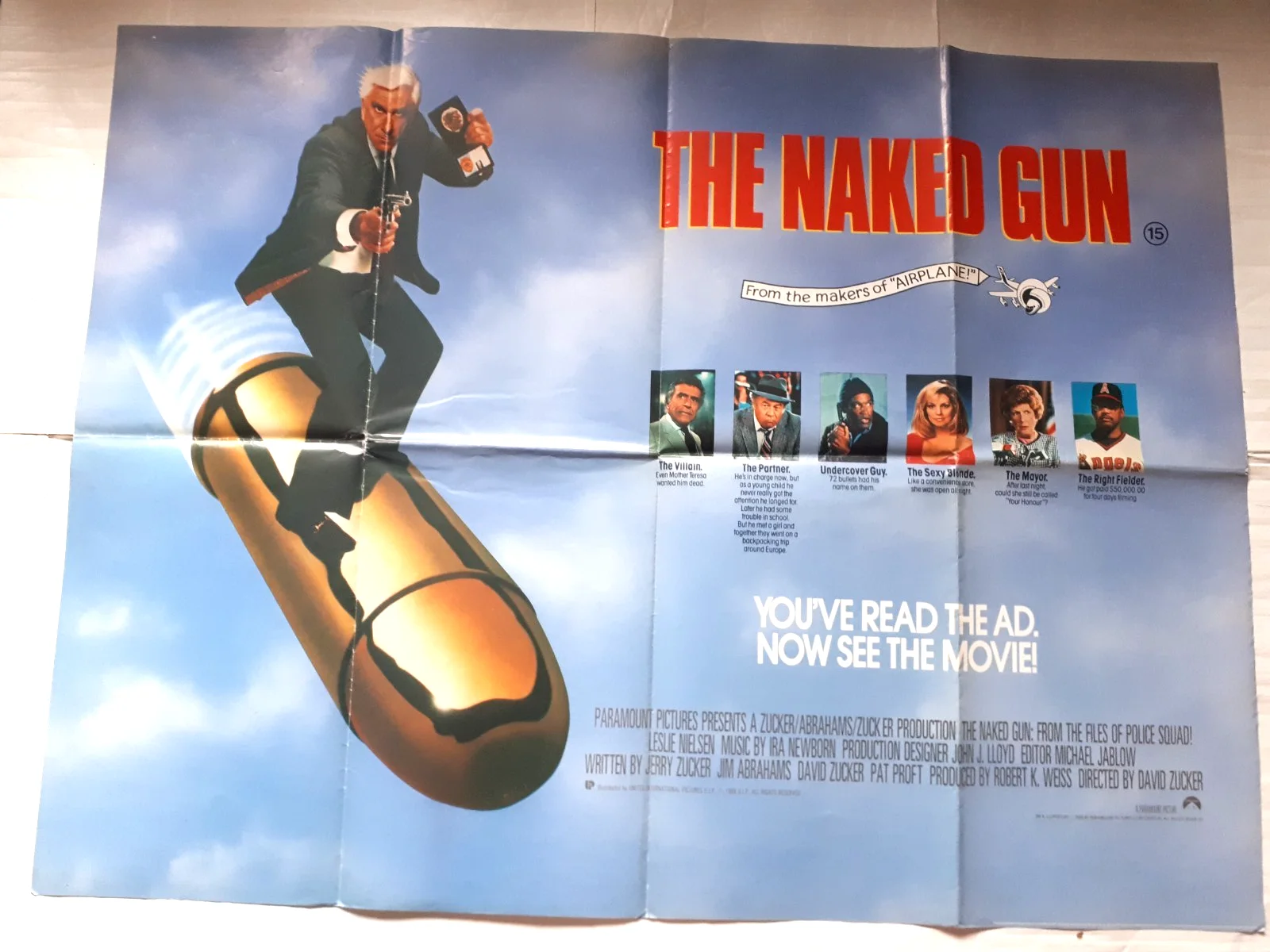 the naked gun 1988 uk cinema Poster Quad 30x40" 1980s leslie nielsen, изображение 4