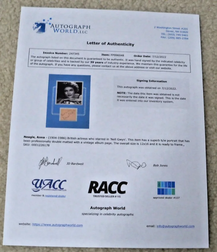 Anna Neagle — Anna Neagle signed card with photo COA matted ready to frame, image 4
