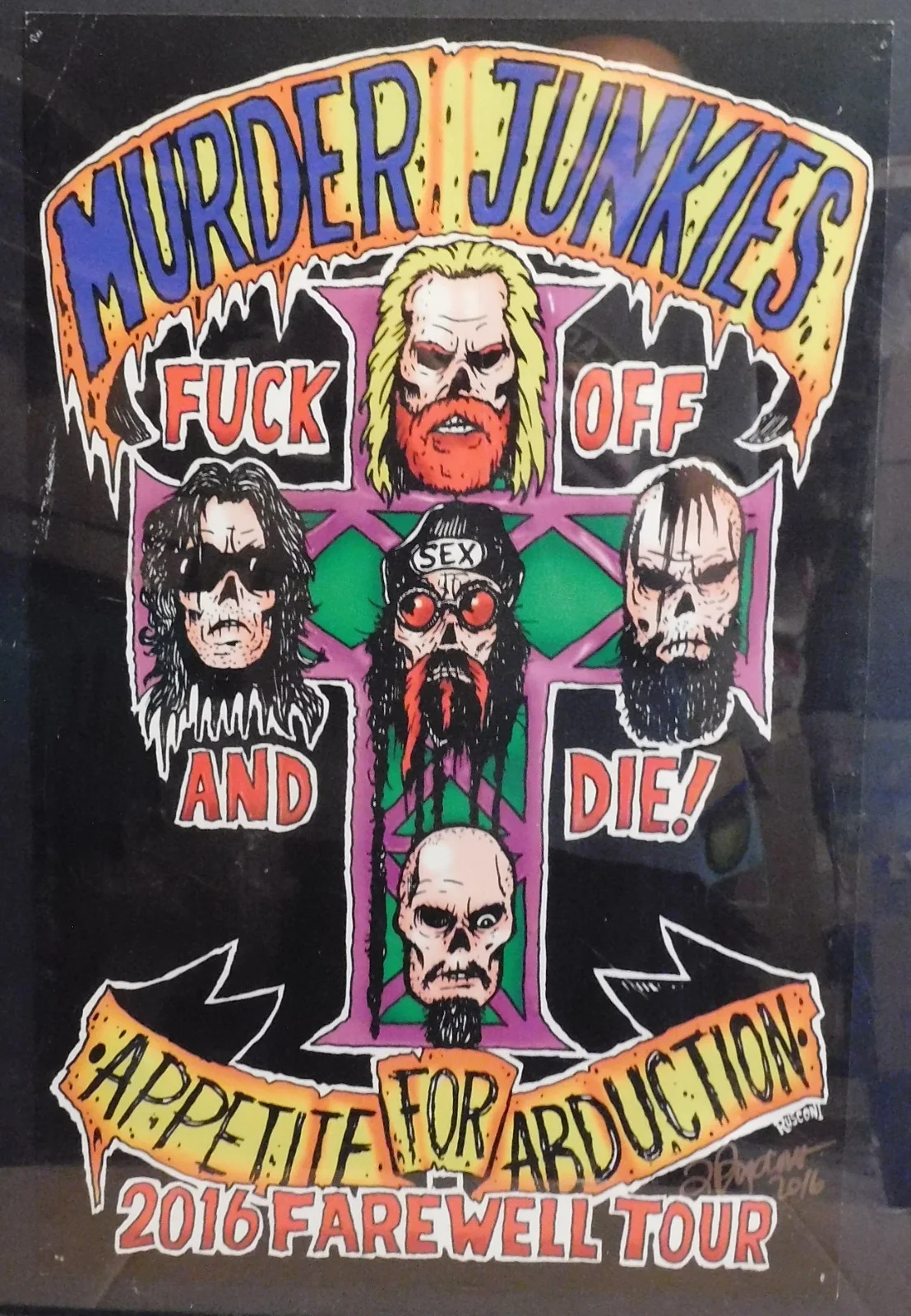 The Murder Junkies Farewell Tour Appetite for Abduction 2016 Poster Signed 17x13, image 2