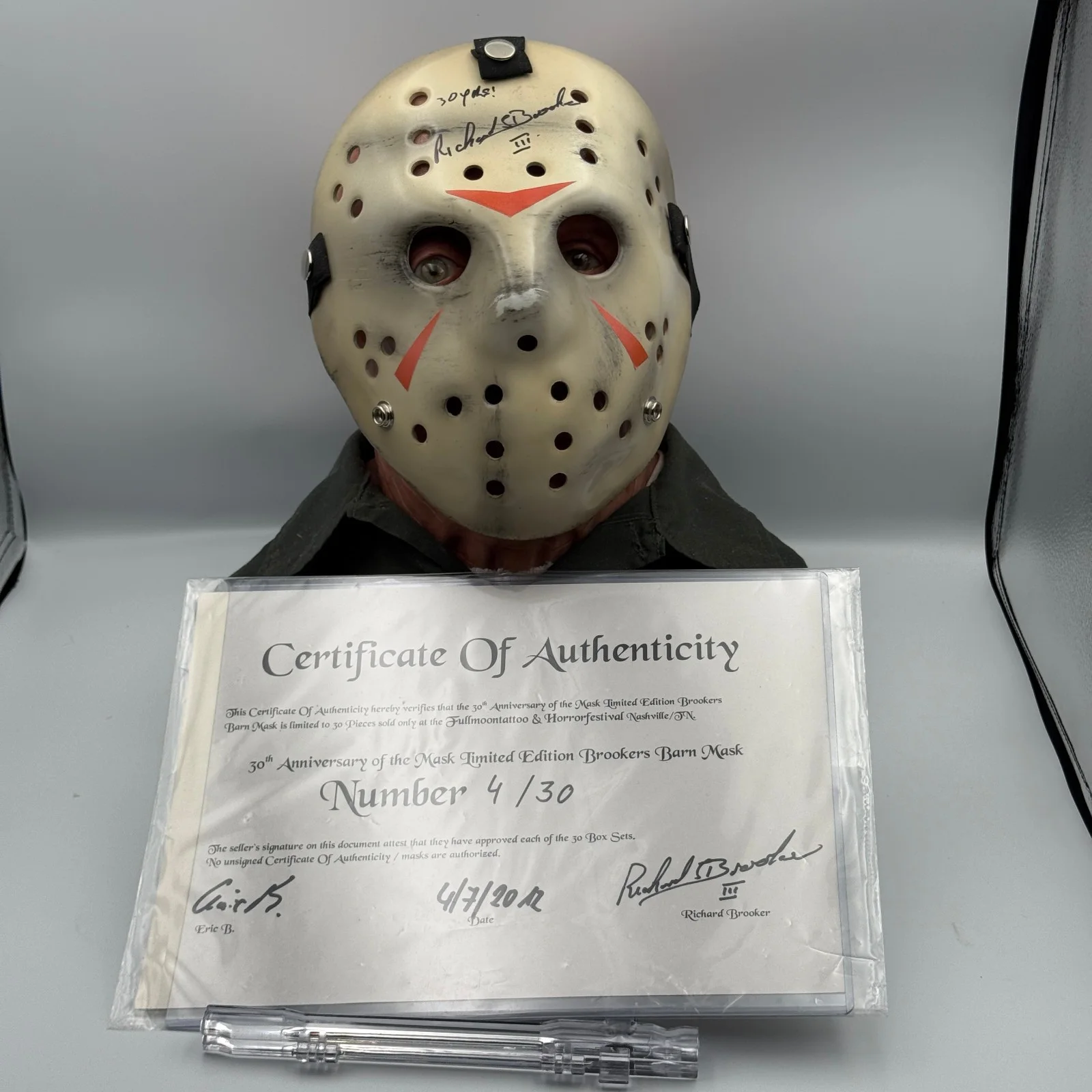 Richard Brooker — Richard Brooker Signed Hockey Mask & COA Scarewear Jason Friday The 13th Part 3