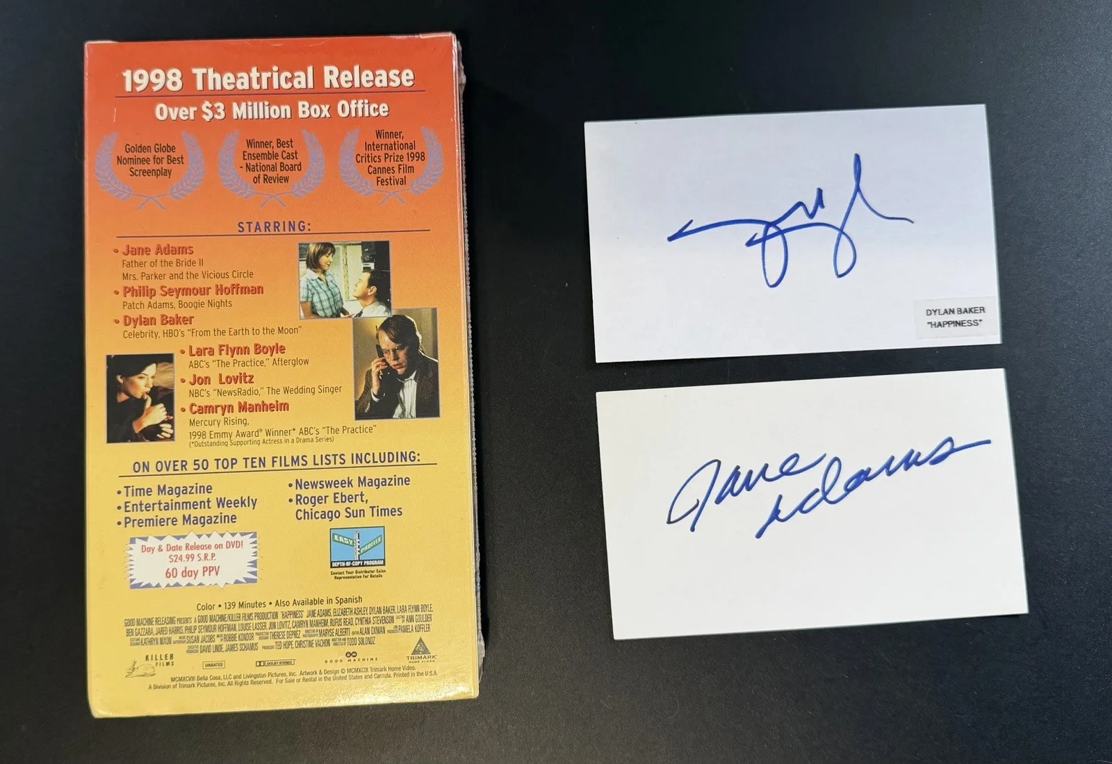 Todd Solondz “Happiness” SEALED Promo VHS + Jane Adams & Dylan Baker Autographs, image 5