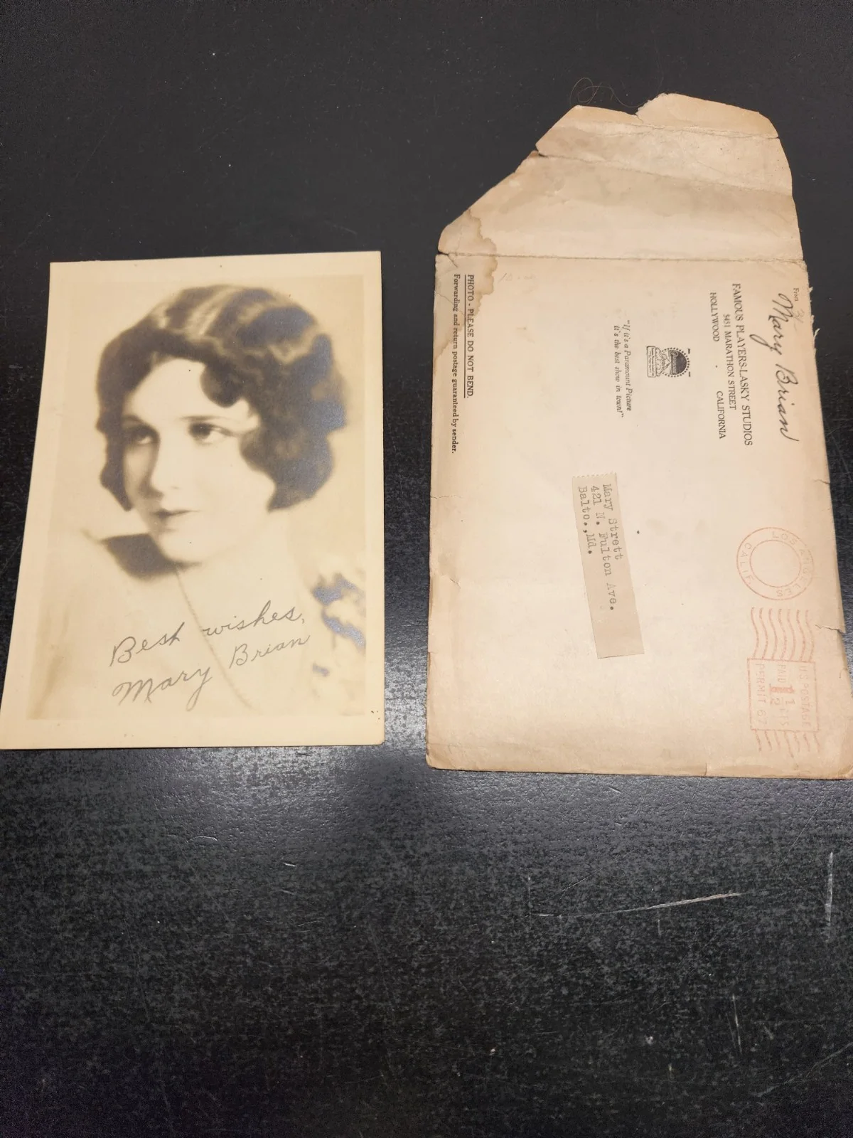Mary Brian — Mary Brian Hand Signed Photo with Original Envelope - 1930s Actress - Paramount, image 2
