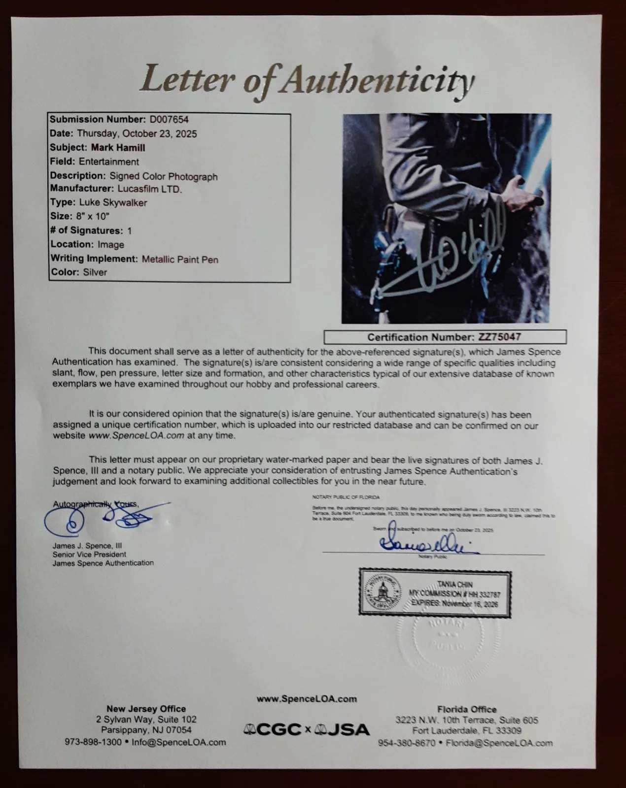 Mark Hamill — Mark Hamill Signed 8x10 - Luke Skywalker Empire Strikes Back - JSA Full LOA, image 4