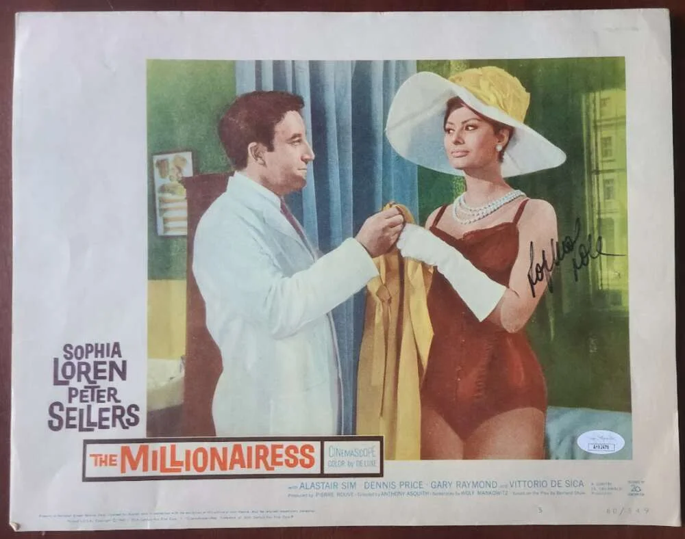 Sophia Loren — Sophia Loren JSA Coa Signed 11x14 Millionairess Lobby Card Autograph