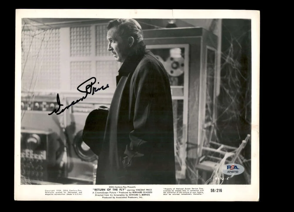 Vincent Price — Vincent Price PSA DNA Coa Signed 8x10 Photo Vintage Autograph Return of The Fly
