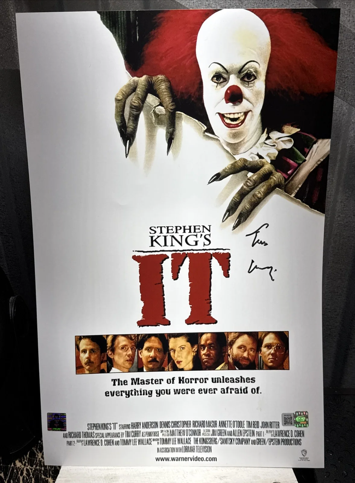 Tim Curry — Tim Curry Signed OC COA 11x17 Movie Poster Photo PENNYWISE IT Movie Curry Holo
