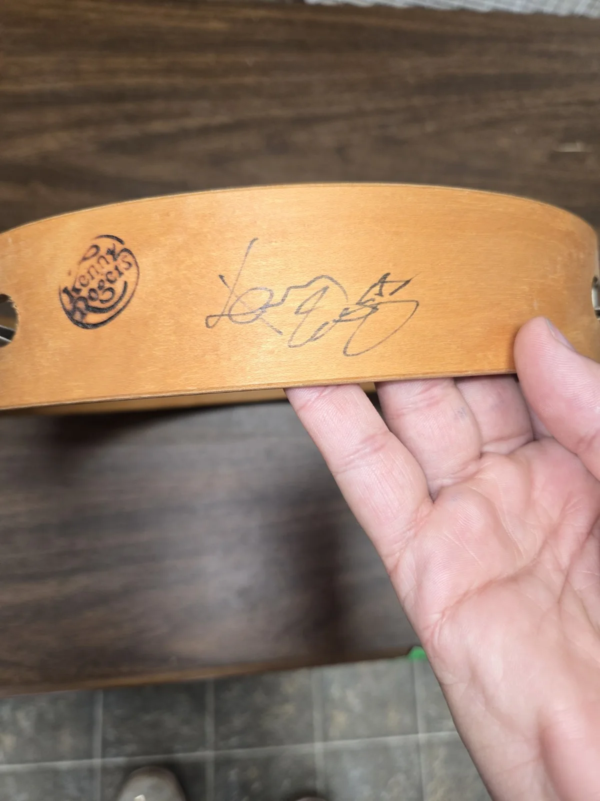 KENNY ROGERS SIGNED AUTOGRAPH TAMBOURINE and ticket with concert flyer, image 2