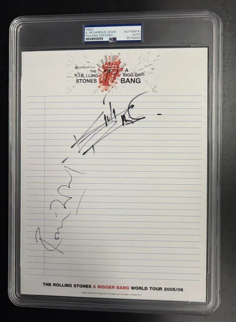 Keith Richards and Ronnie Wood — Keith Richards Rolling Stones Ronnie Wood Signed Autograph PSA/DNA Slab Note COA