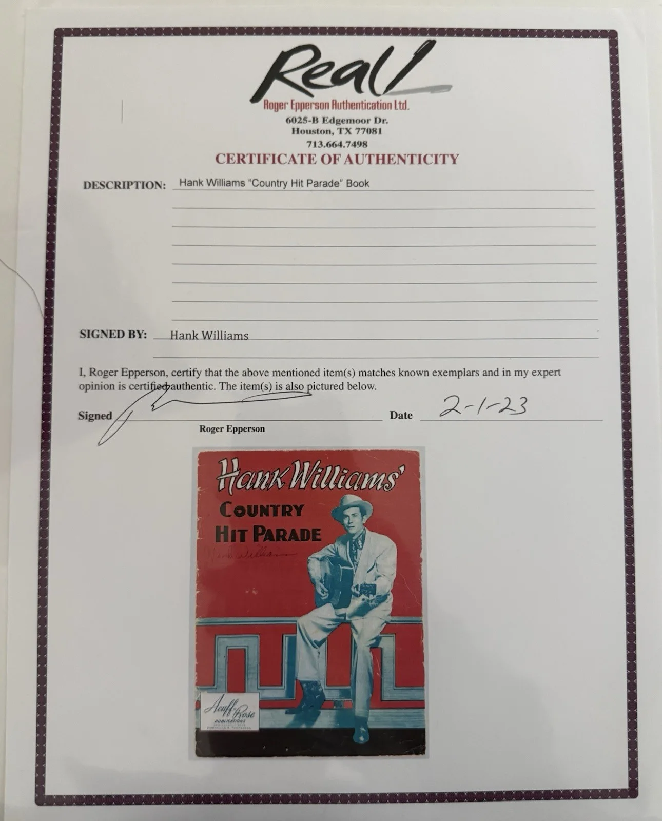 RARE Hank Williams Sr. signed autographed Country Hit Parade Program, image 5