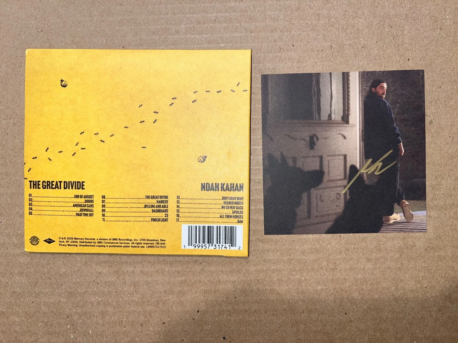 Noah Kahan Signed Autographed CD The Great Divide, image 2