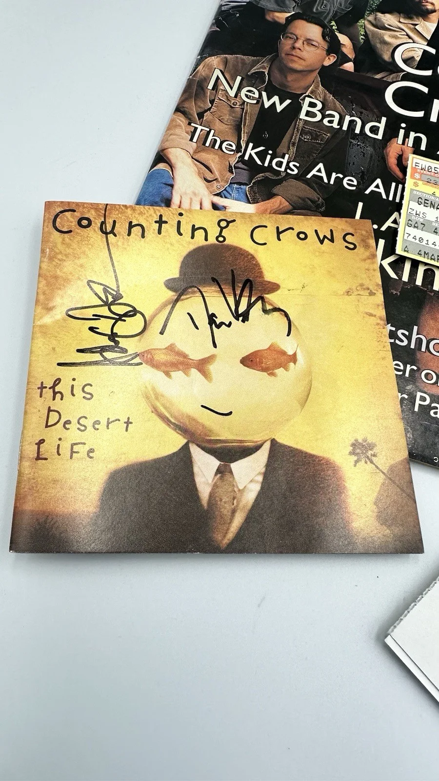 Counting Crows Signed This Desert Life CD Insert + Tour Ticket & Booklet 2000, image 2
