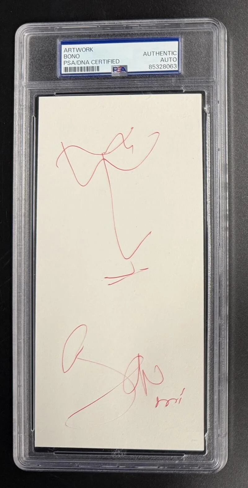 Bono — Bono U2 Signed Autograph PSA/DNA Slabbed Original Art Face Sketch - Joshua Tree
