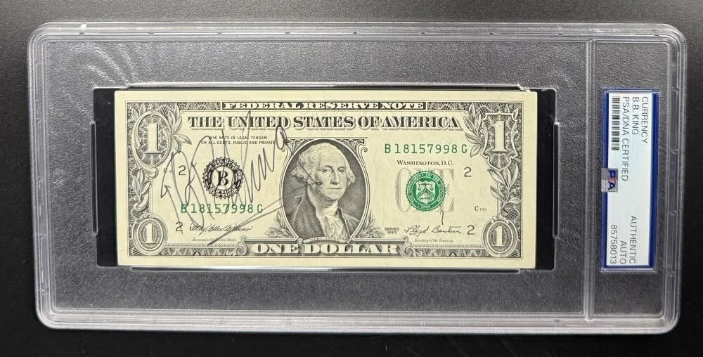 B.B. King — BB King Signed Autograph PSA/DNA COA Slabbed Encapsulated $1 Dollar Bill B.B.