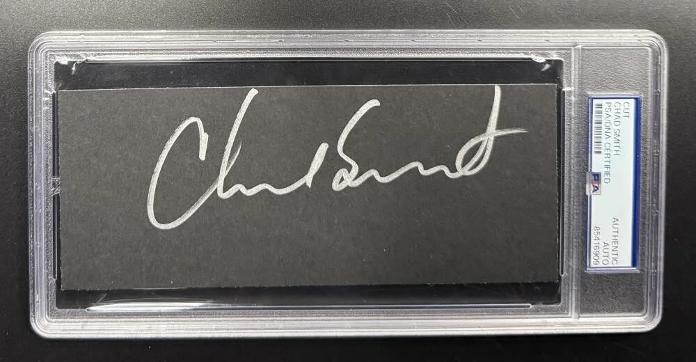 Chad Smith — Chad Smith Signed Autograph Slabbed Red Hot Chili Peppers Cut Card PSA/DNA COA