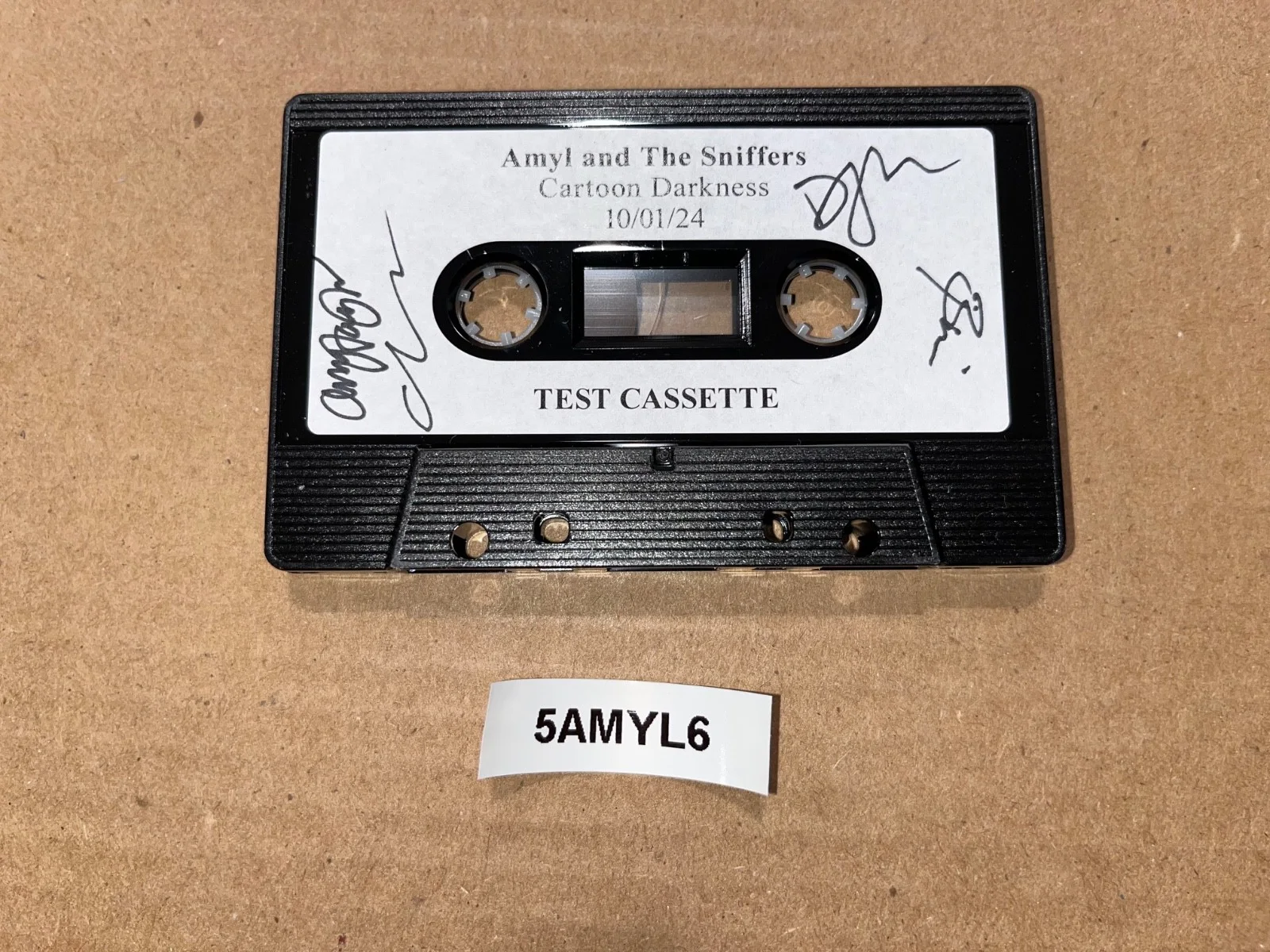 Amyl And The Sniffers Signed Autographed Test Cassette Cartoon Darkness 10/01/24, image 3