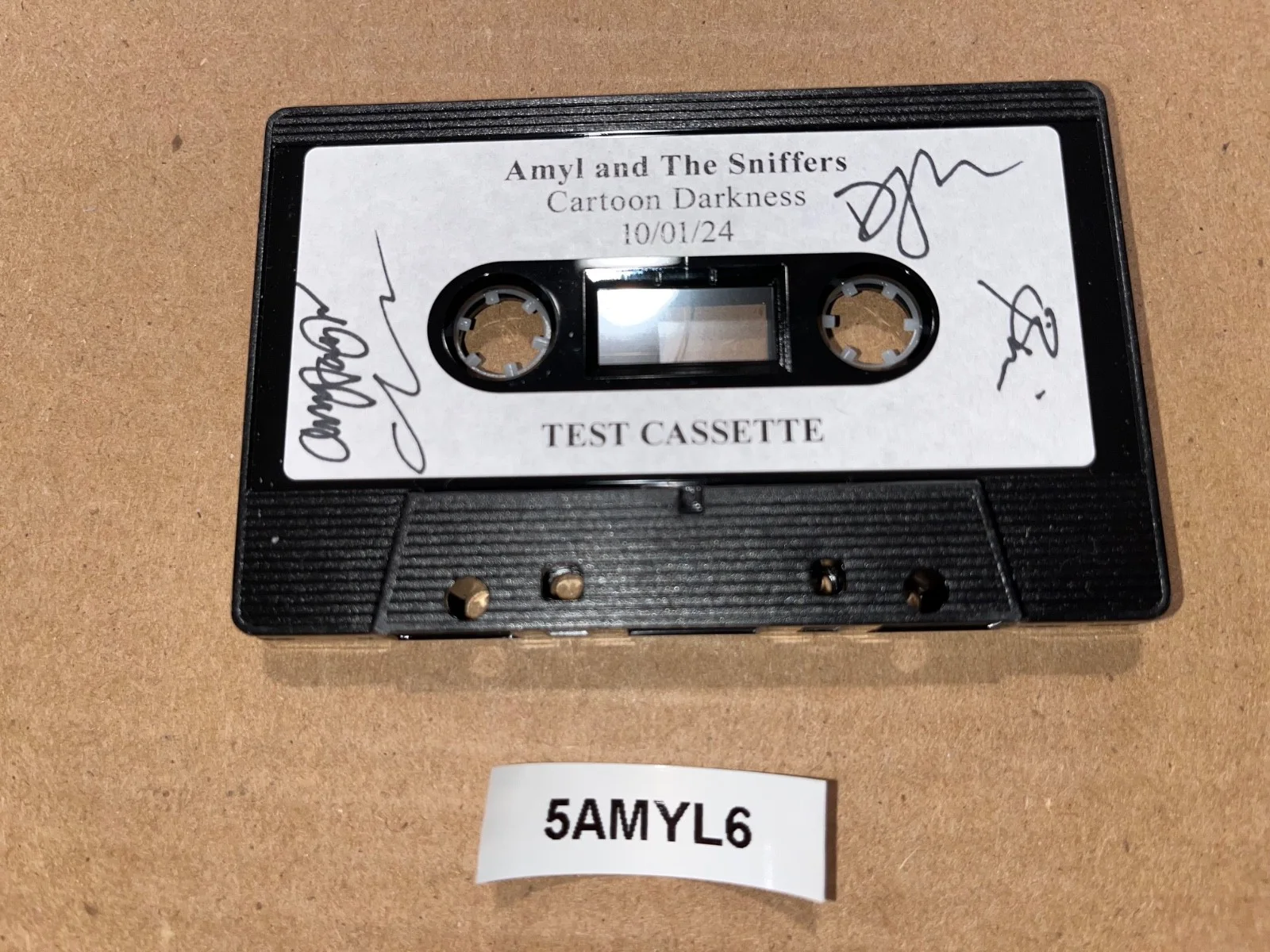 Amyl And The Sniffers Signed Autographed Test Cassette Cartoon Darkness 10/01/24, image 4