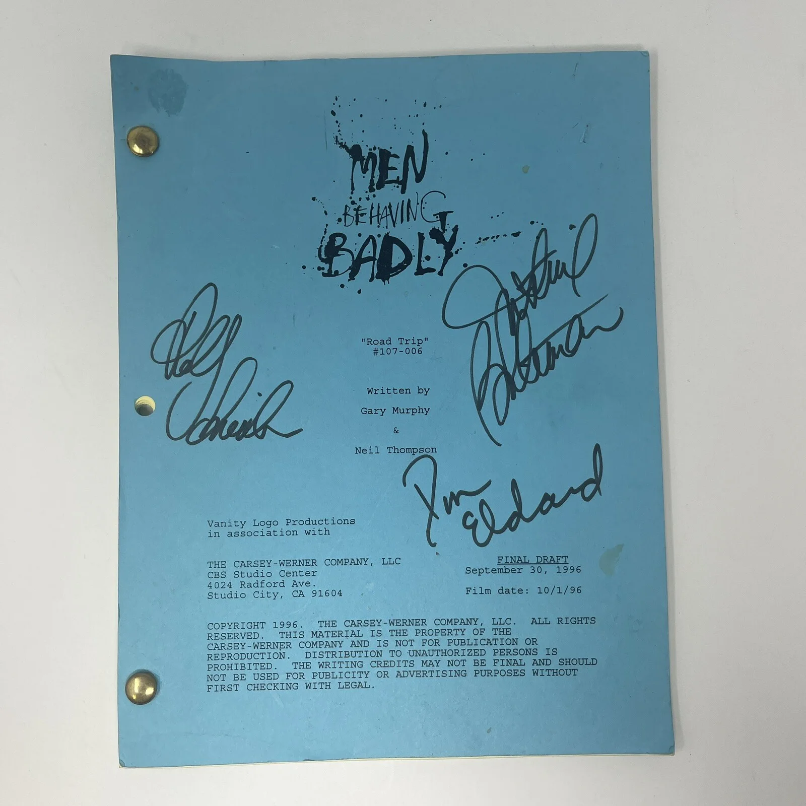 Men Behaving Badly Script SIGNED Rob Schneider Ron Eldard Justine Bateman, image 2