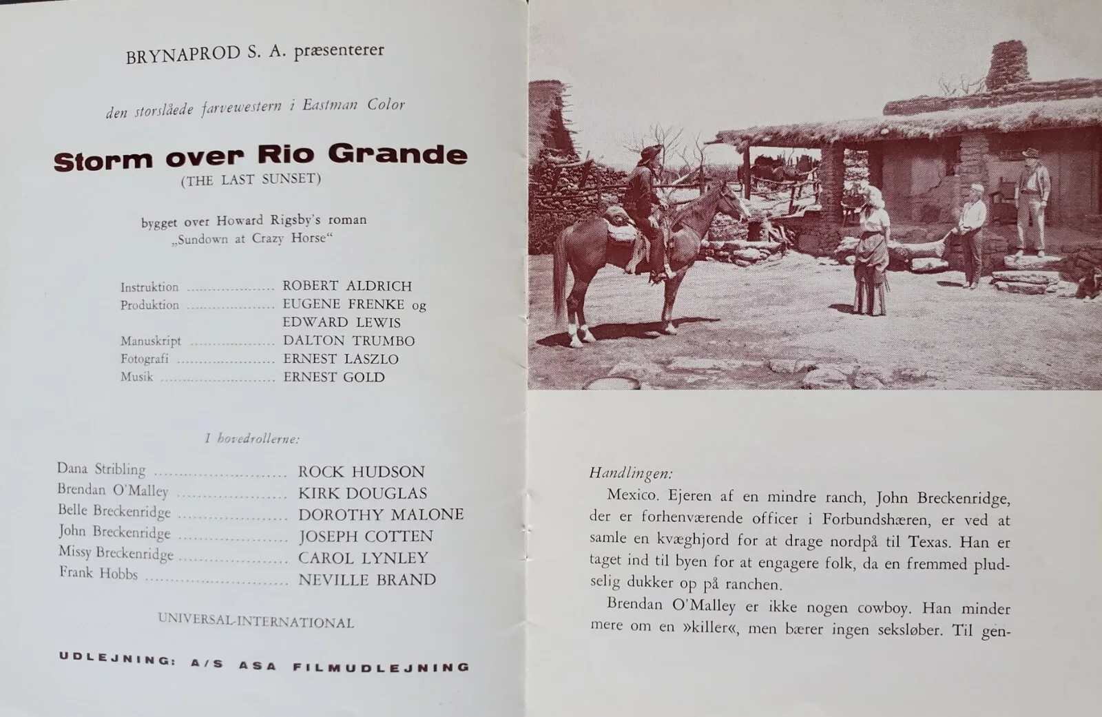 THE LAST SUNSET - VINTAGE 1961 PROGRAM - ROCK HUDSON, KIRK DOUGLAS, CAROL LYNLEY, изображение 3