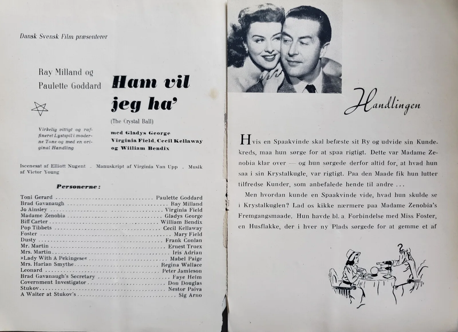PAULETTE GODDARD VINTAGE 1943 DANISH PROGRAM - THE CRYSTAL BALL - PARAMOUNT, image 3
