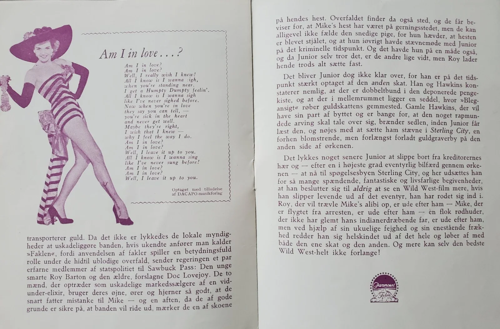 SON OF PALEFACE - VINTAGE ORIGINAL 1953 DANISH PROGRAM - JANE RUSSELL, BOB HOPE, image 5
