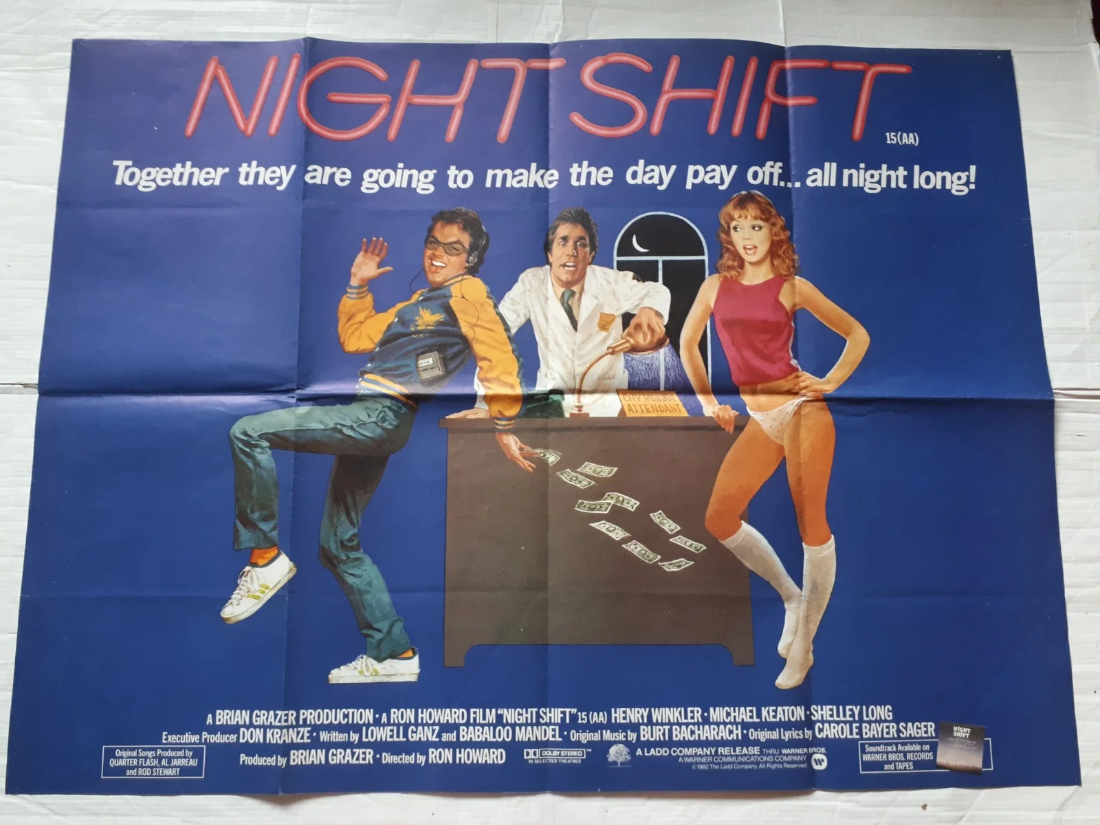 night shift 1982 ORIGINAL Poster Quad 30x40" 1980s michael keaton henry winkler, image 2