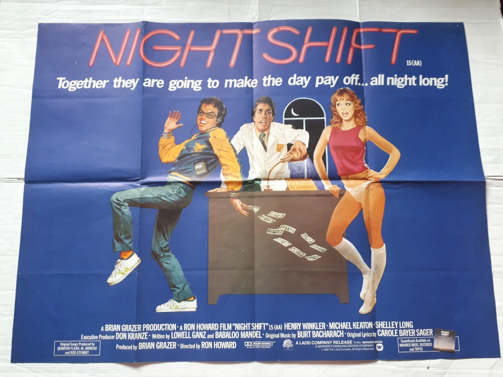 night shift 1982 ORIGINAL Poster Quad 30x40" 1980s michael keaton henry winkler, image 3