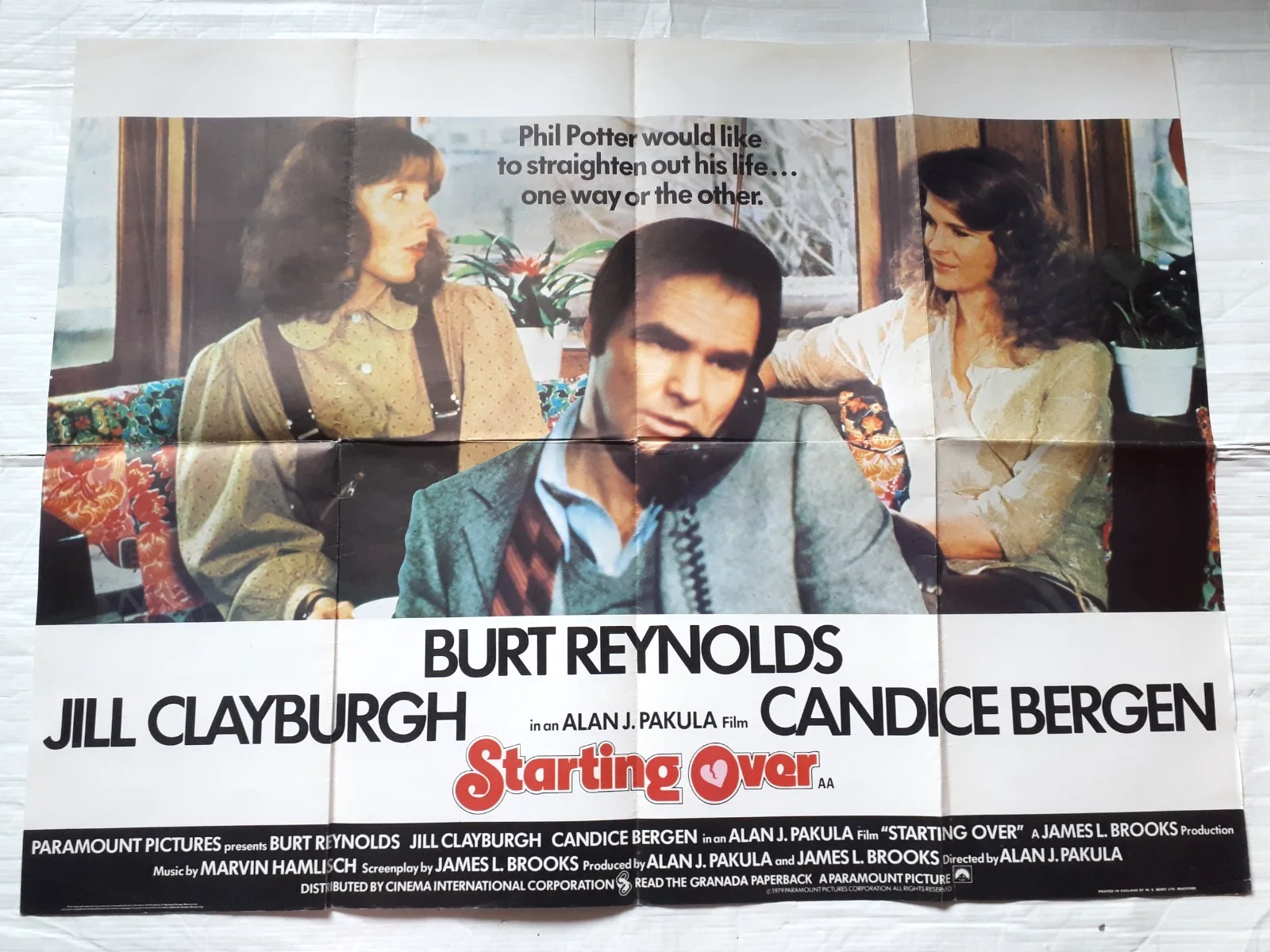 starting over 1979 ORIGINAL Poster UK Quad 30x40" 1970s burt reynolds, image 2
