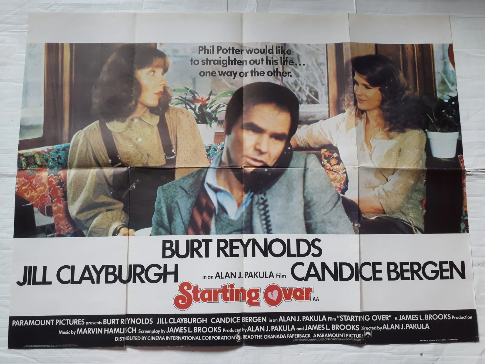 starting over 1979 ORIGINAL Poster UK Quad 30x40" 1970s burt reynolds, image 3